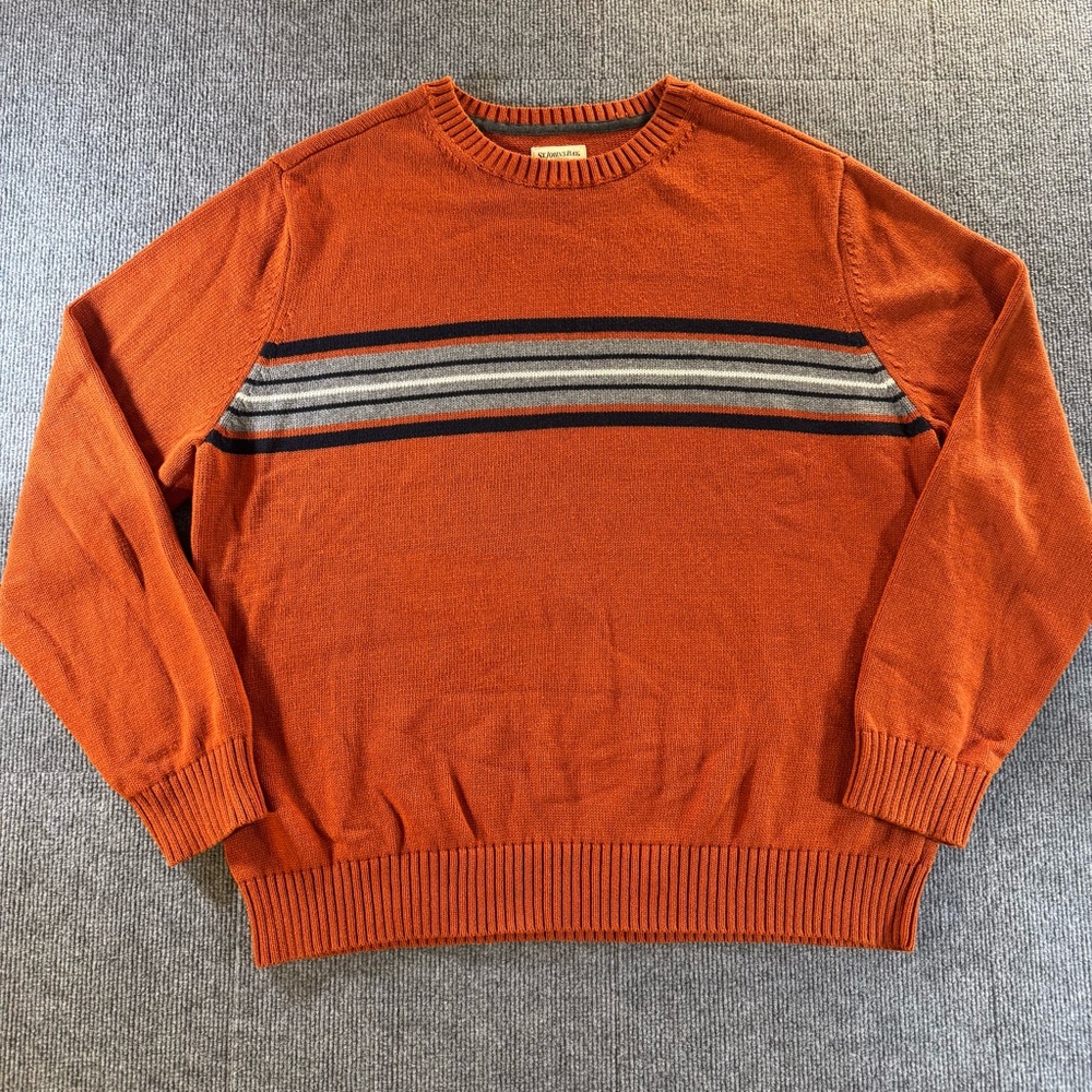St. John's Bay Spiced Orange Striped Sweater XXL 100% Cotton 90s Ross Geller